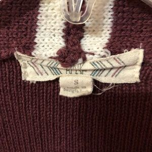 Burgundy and white cardigan